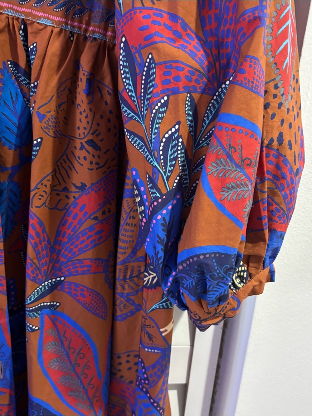 Farm Rio Tropical Print with Leaf and Jaguar Detail Dress Size XL - Picture 5 of 14